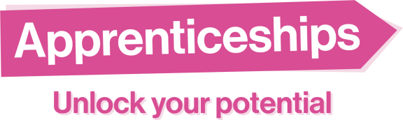 apprenticeships arrow on pink background