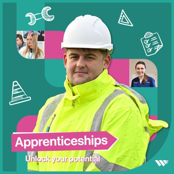 Highways Apprentice in High Visibility Jacket and Hard Hat