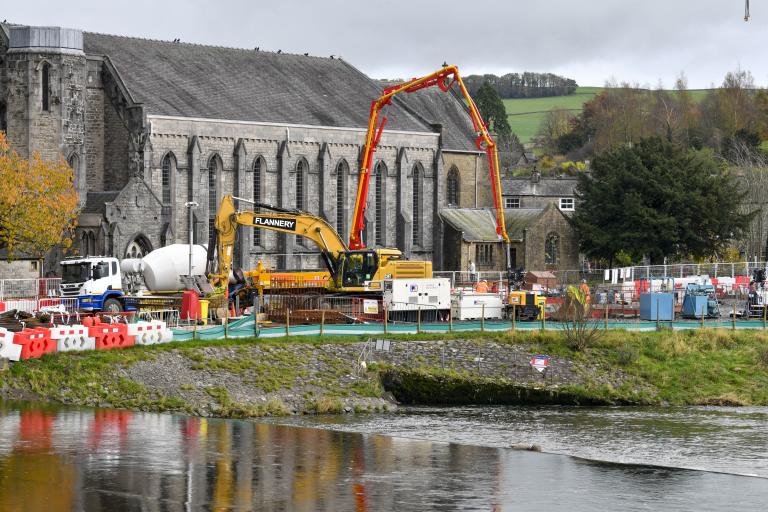 Riverside works in progress, featuring machinery