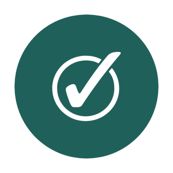 teal logo of a tick icon